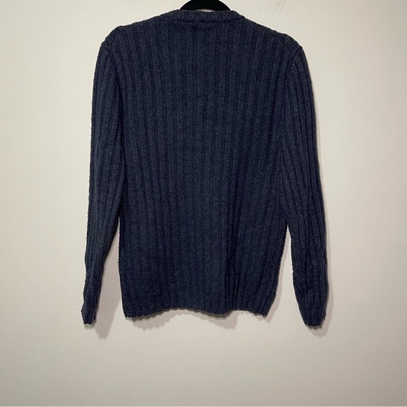 Hudson North Men’s Navy Cable Knit Lambswool V-Neck preppy academia Sweater M - Picture 5 of 7
